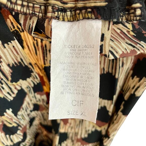 Vintage 90s Leopard Print A-Line Skirt Tan & Black Elastic Waist - Size XL - Picture 9 of 9